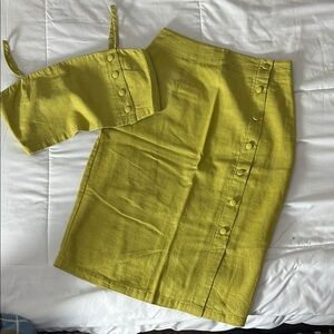 Forever 21 Chartreuse Skirt Set